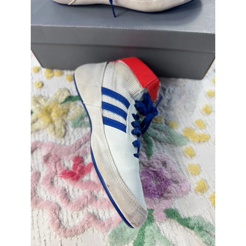 Adidas Combat Speed 5 Wrestling Shoes Mens 6.5 White Red Blue BD7129 High Top